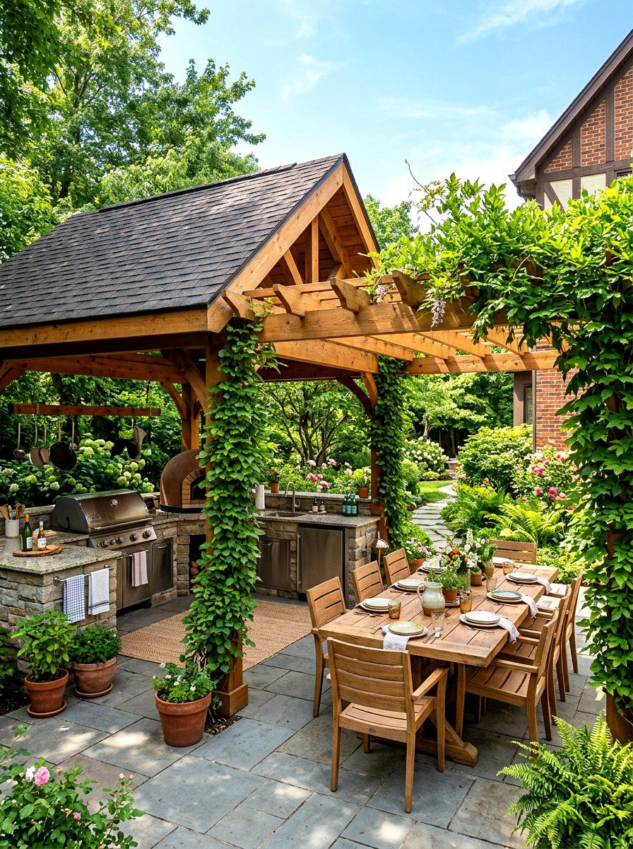 Pergola Hybrid Pavilion Kitchen - 30 outdoor pavilion kitchen ideas