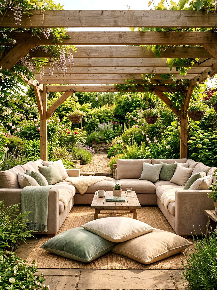 Pergola Lounge Area - 30 pergola decorating ideas
