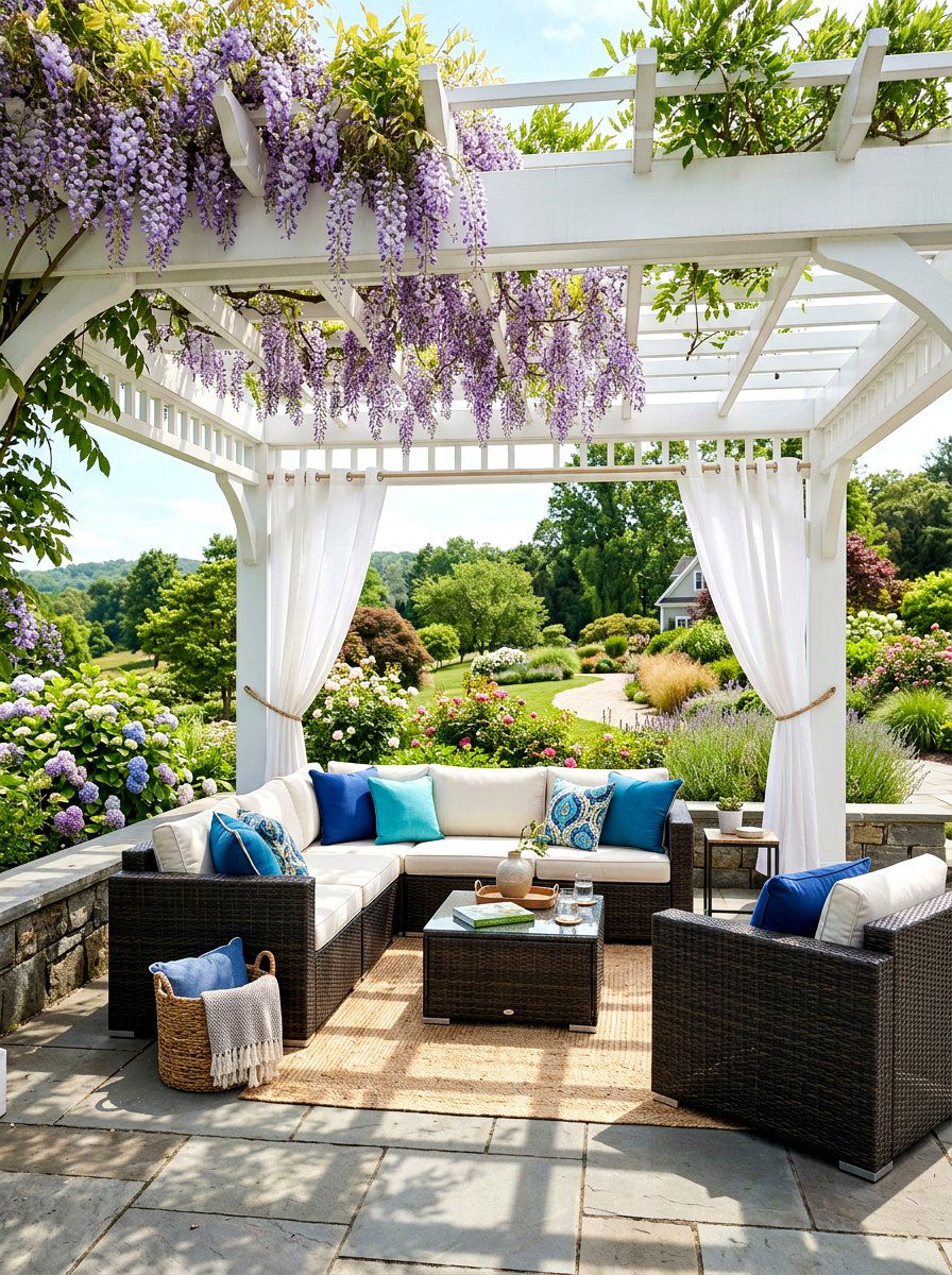 Pergola Lounge - 30 family backyard seating ideas