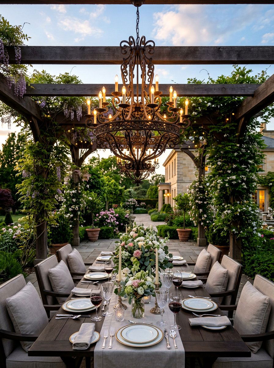 Pergola Outdoor Chandelier - 30 pergola decorating ideas