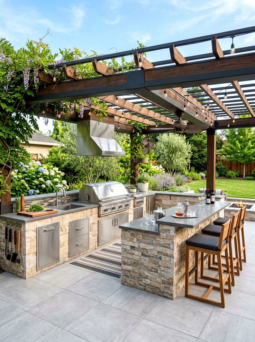 Pergola Outdoor Kitchen - 30 pergola decorating ideas