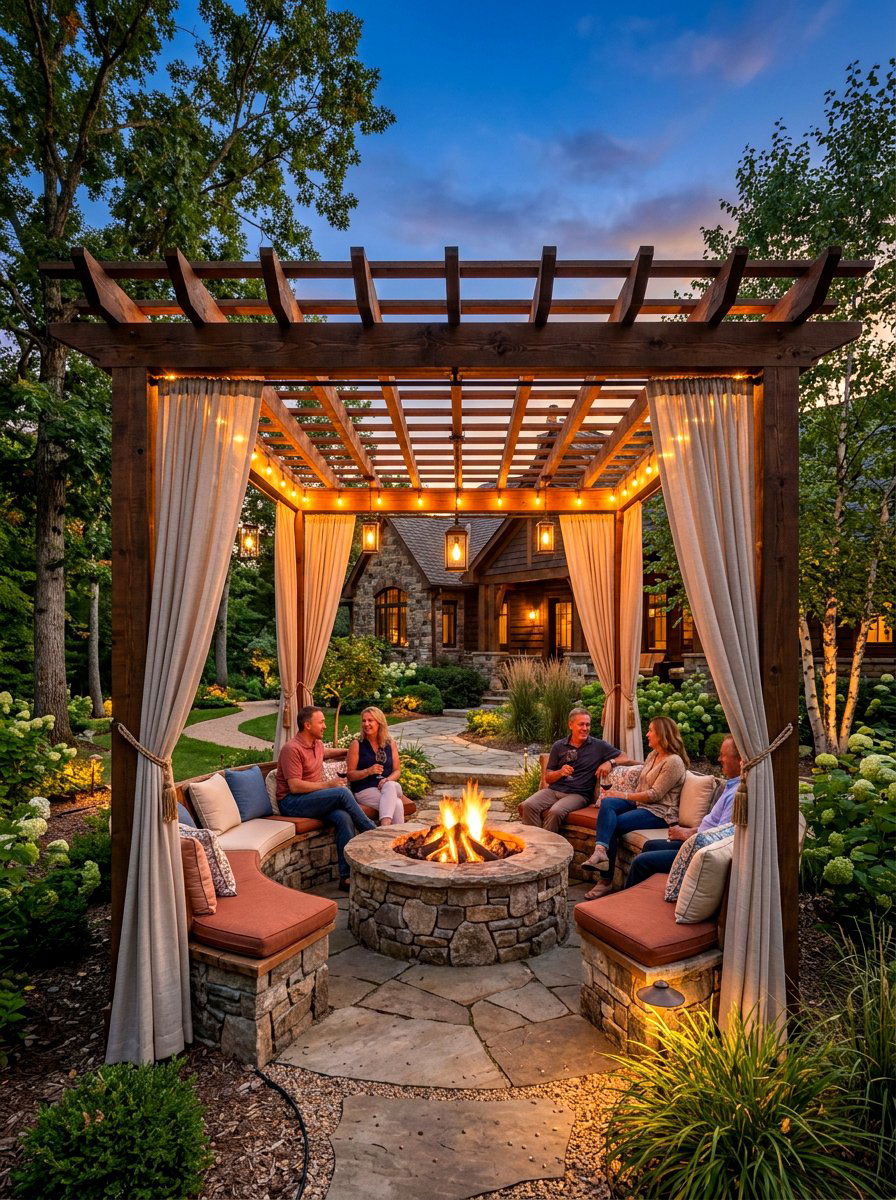 Pergola Over Fire Pit Zone - 30 freestanding pergola ideas