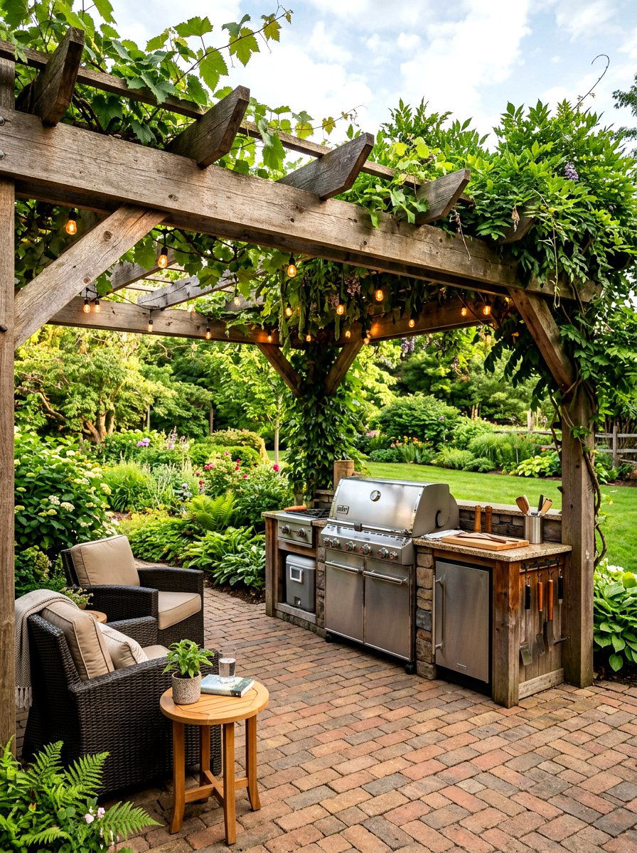 Pergola Over Grill - 30 bbq area ideas