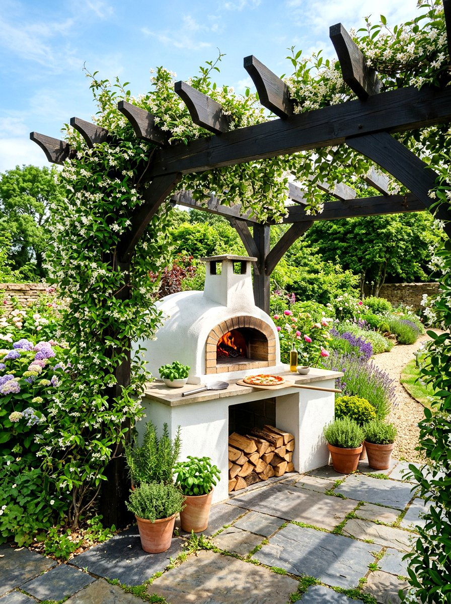 Pergola Pizza Oven Station - 30 pizza oven patio design ideas
