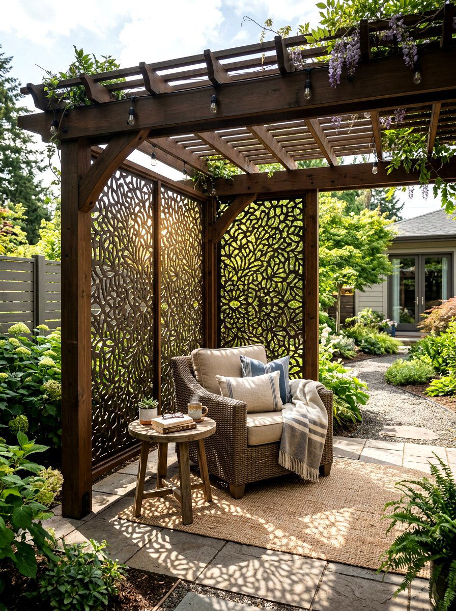Pergola Privacy Screen - 30 pergola decorating ideas