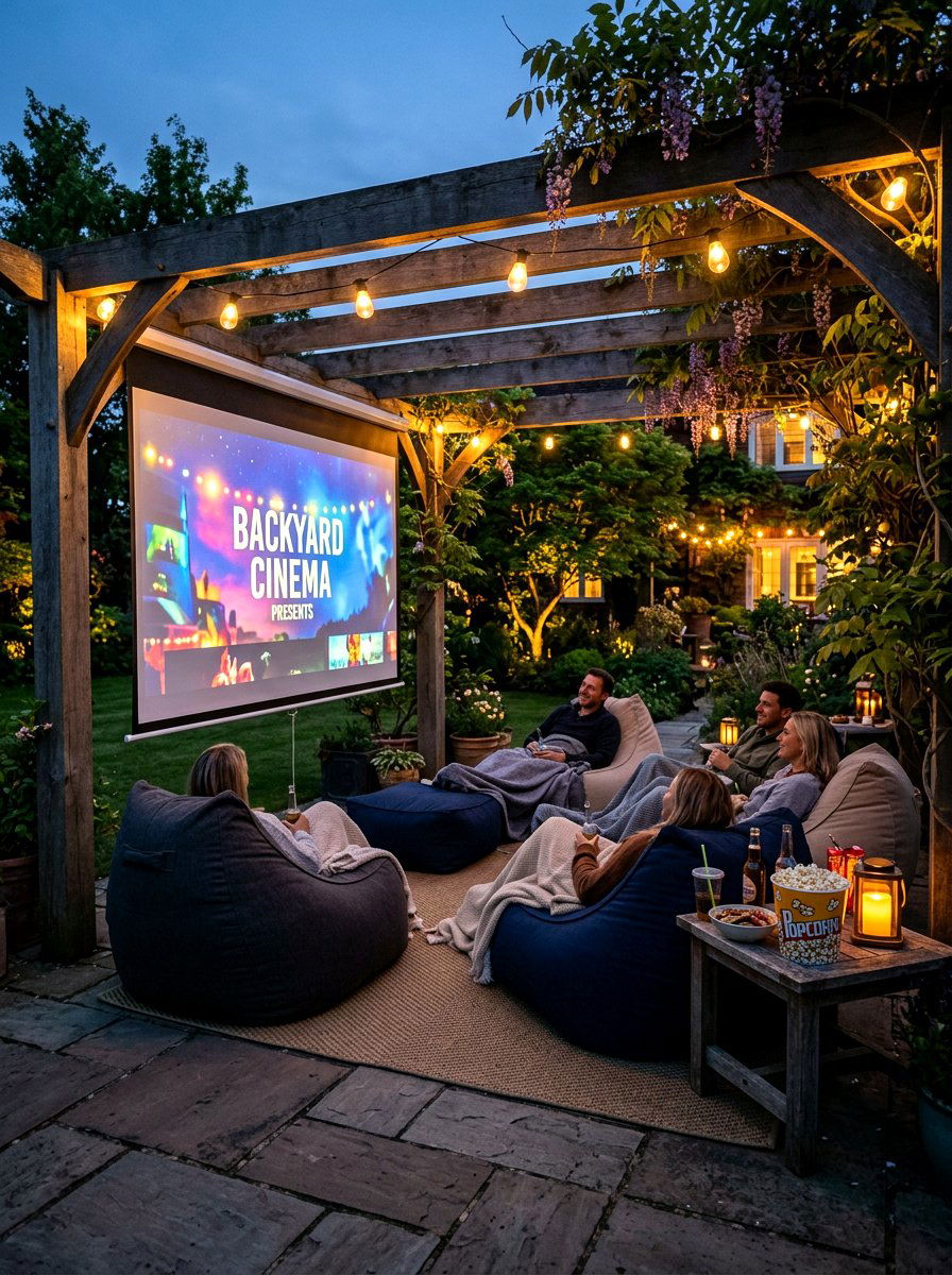 Pergola Projector Screen - 30 pergola decorating ideas