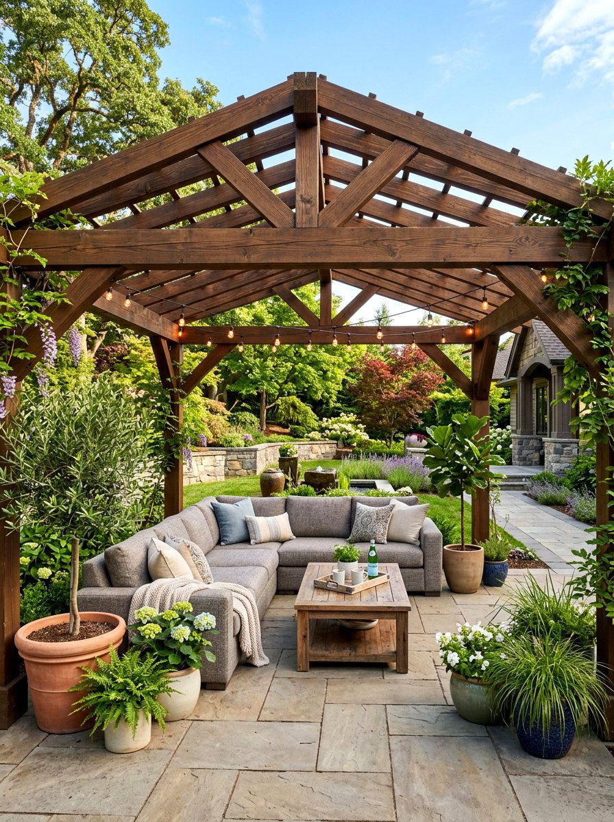 Pergola Seating Area - 30 deck seating ideas