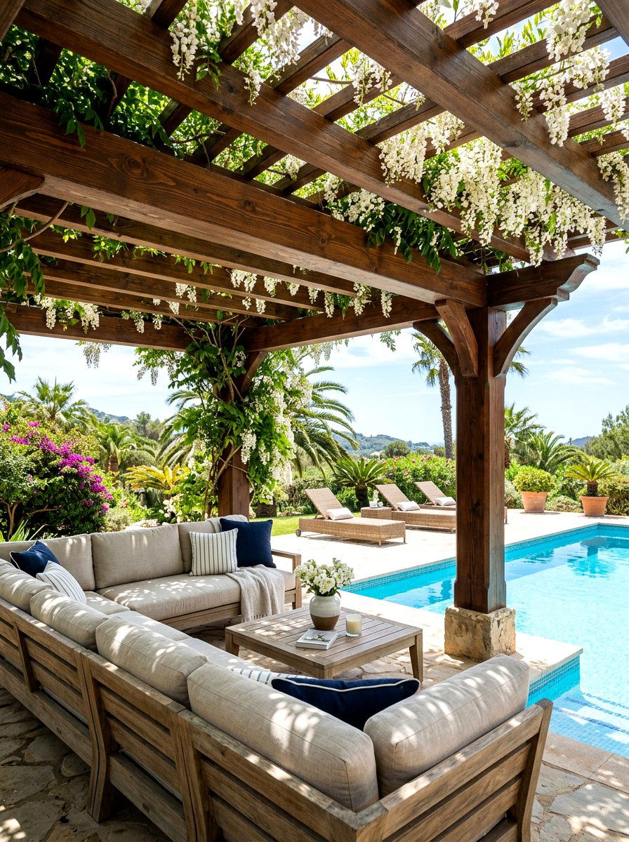Pergola Shade Structure - 30 resort backyard pool ideas