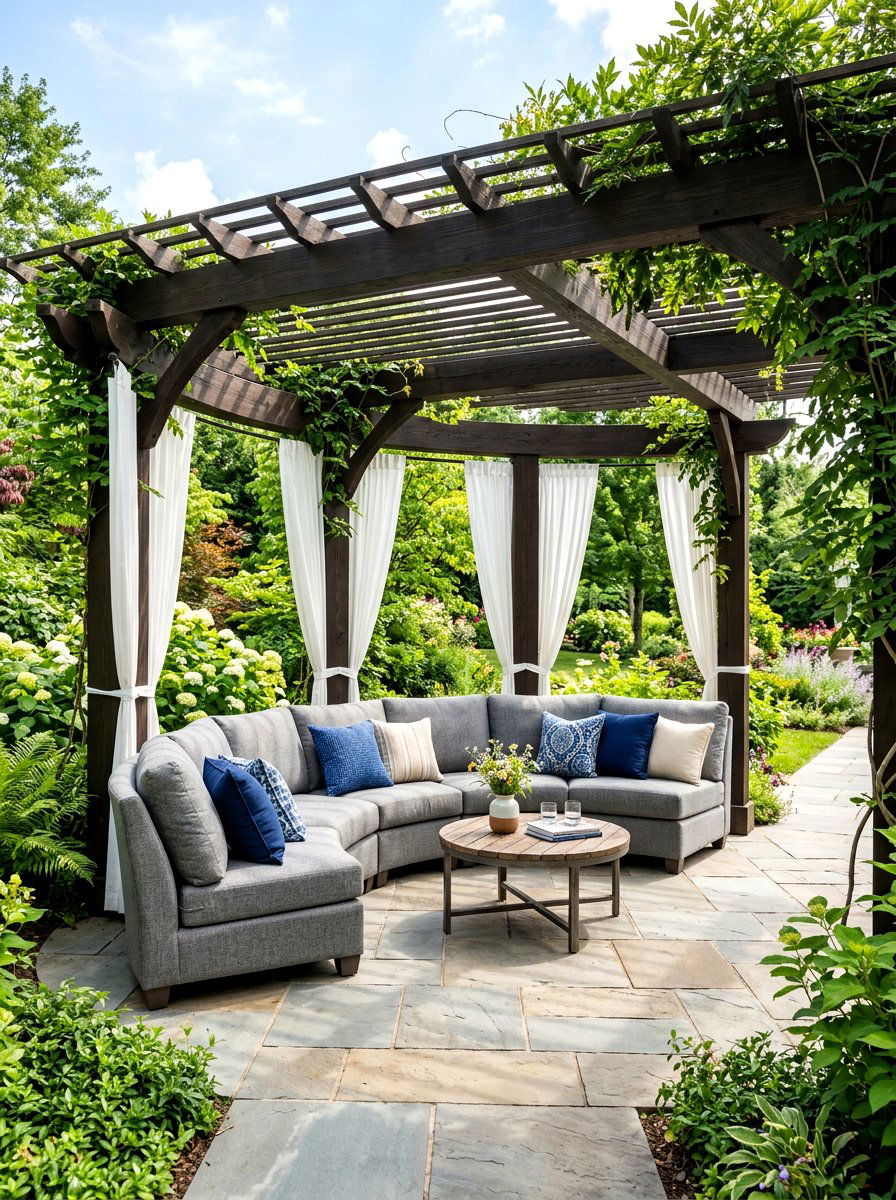 Pergola Shaded Curved Sectional - 30 curved patio sofa ideas