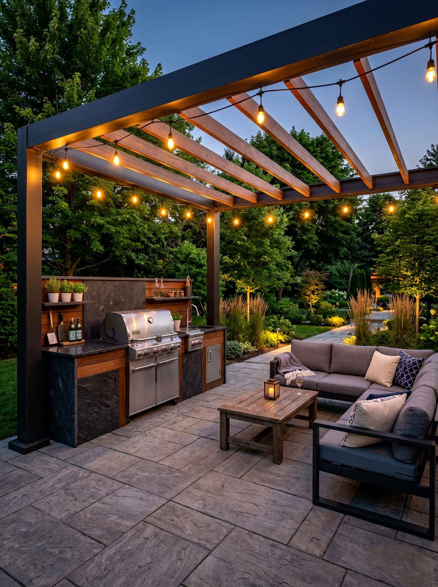 Pergola Shaded Grill Zone - 30 small outdoor kitchen ideas