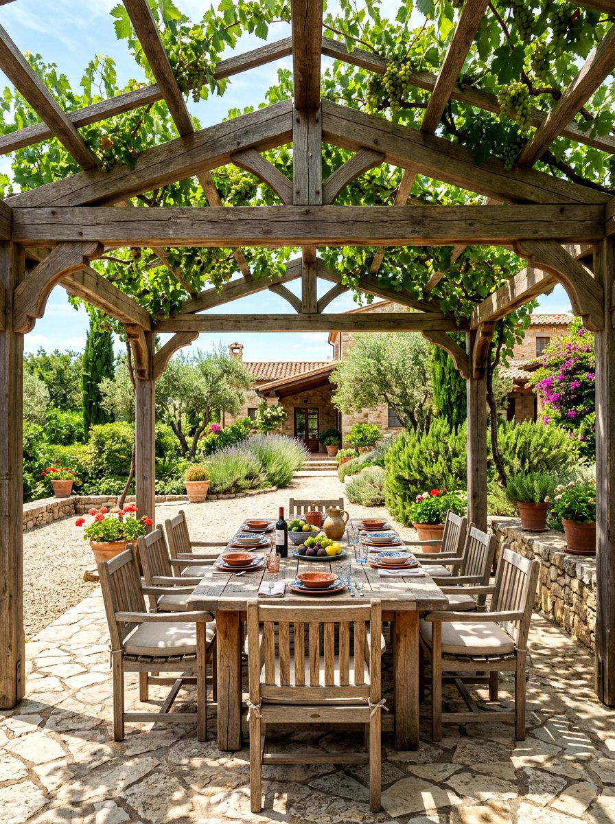 Pergola Shaded Seating - 30 Mediterranean garden ideas