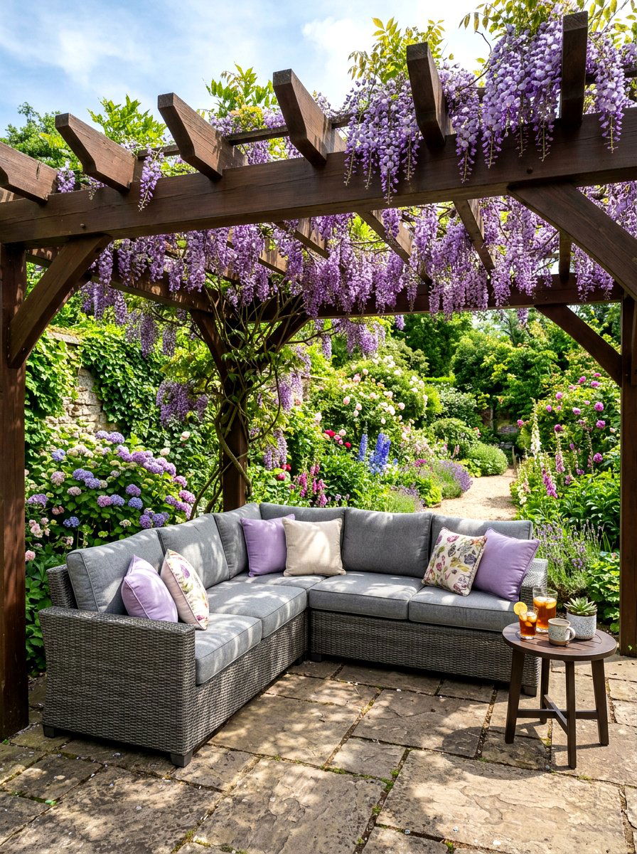 Pergola Shaded Sectional - 30 outdoor sectional layout ideas