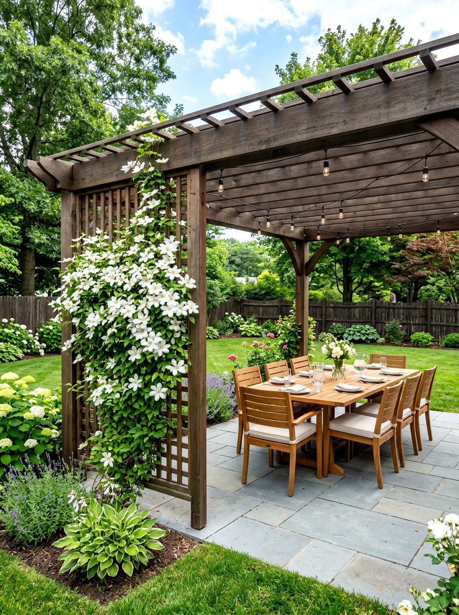 Pergola Side Privacy Trellis - 30 trellis privacy ideas