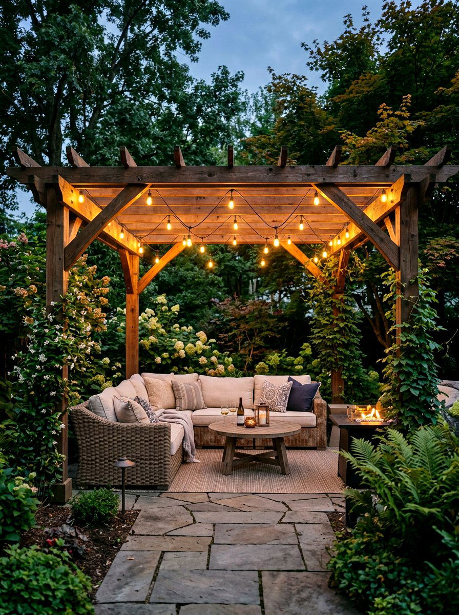 Pergola String Lights - 30 pergola decorating ideas