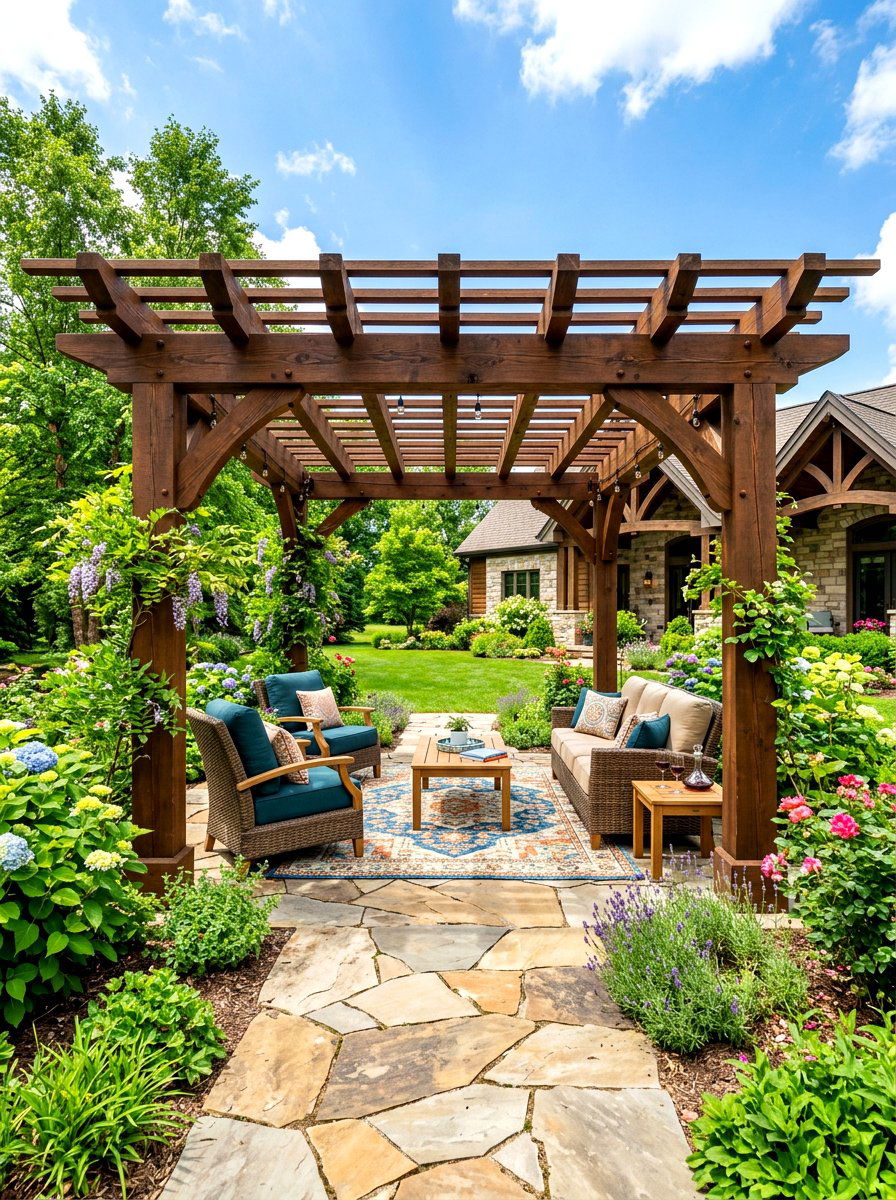 Pergola Style Arbor - 30 arbor bench ideas