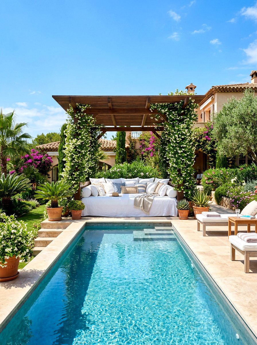Pergola Style Daybed - 30 poolside daybed ideas