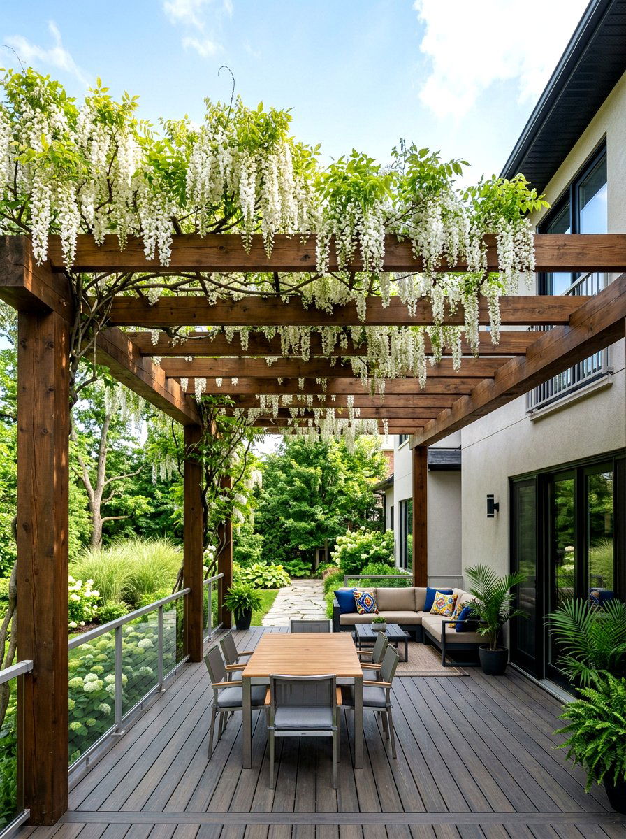 Pergola Style Flat Top Arbor - 30 backyard arbor ideas