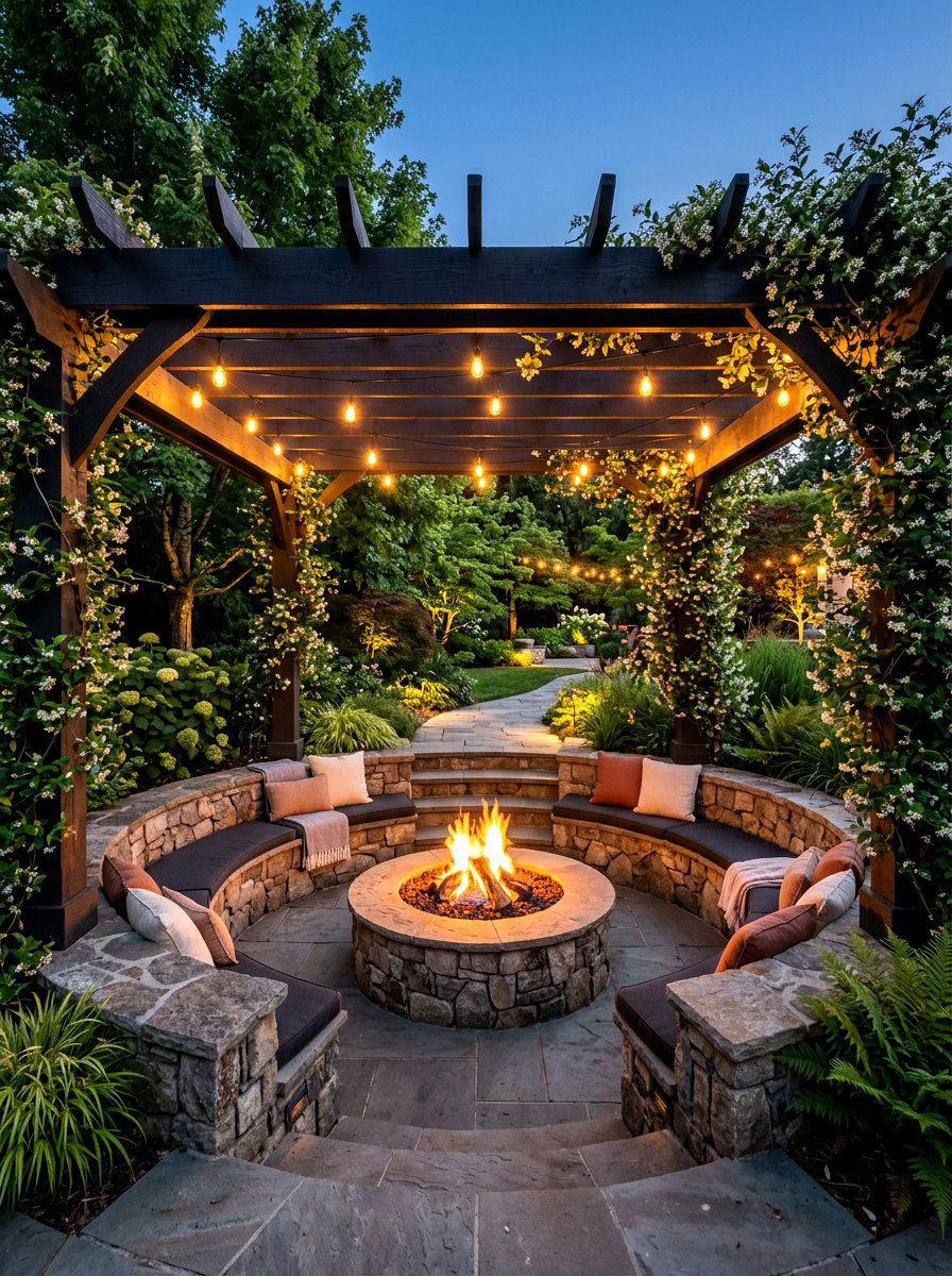 Pergola Sunken Fire Pit - 30 sunken fire pit ideas