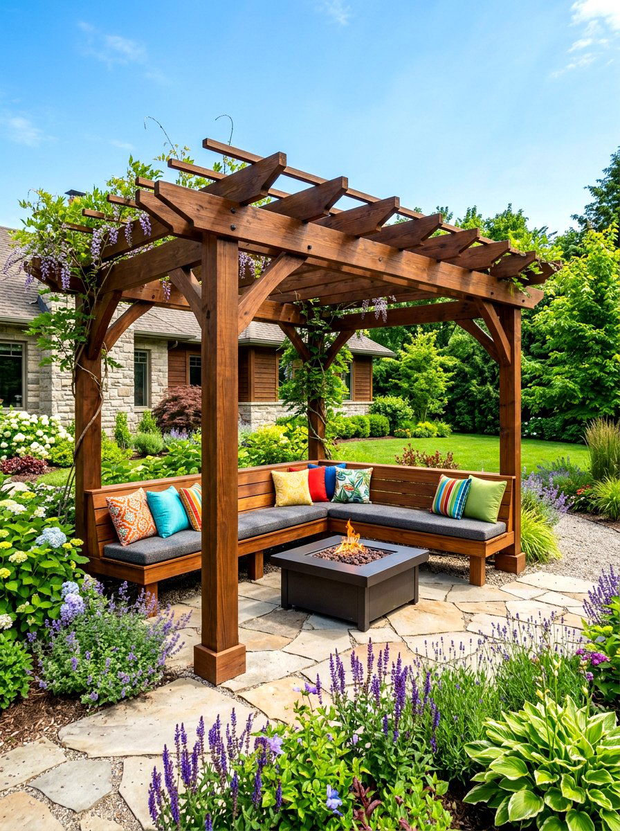 Pergola With Built In Bench - 30 cozy pergola ideas