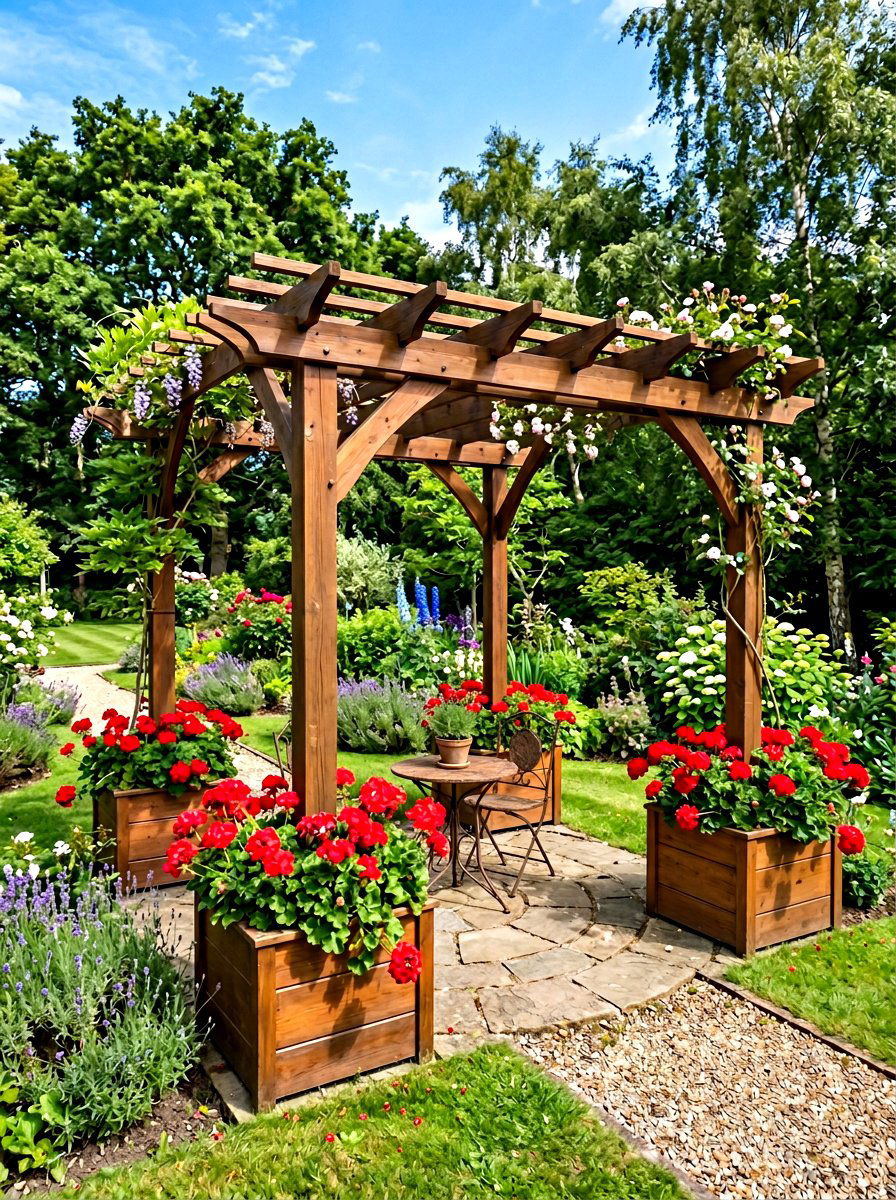 Pergola With Built In Planer Boxes - 30 small pergola ideas