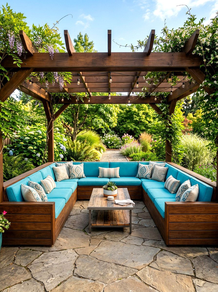 Pergola With Built In Seating - 30 backyard pergola ideas