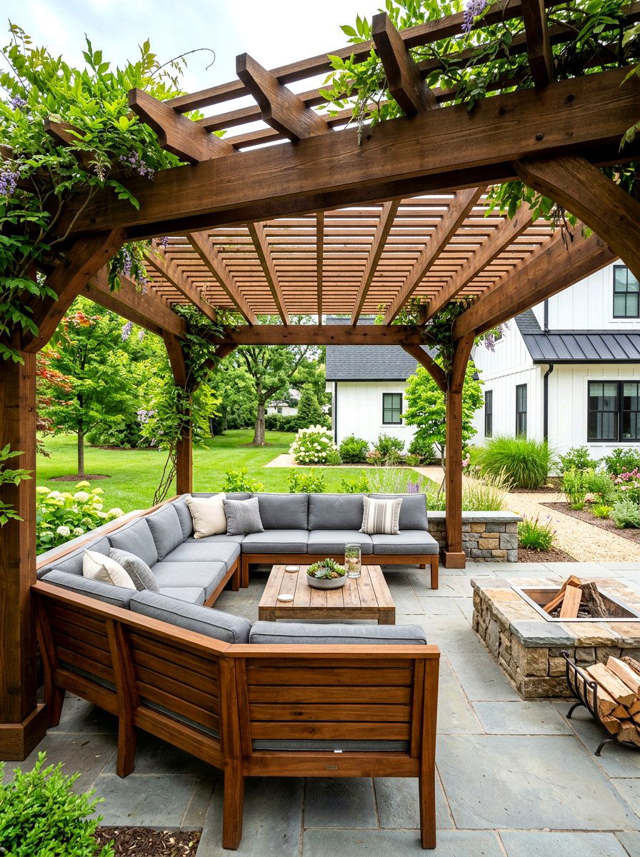 Pergola With Built In Seating - 30 backyard dining pergola ideas