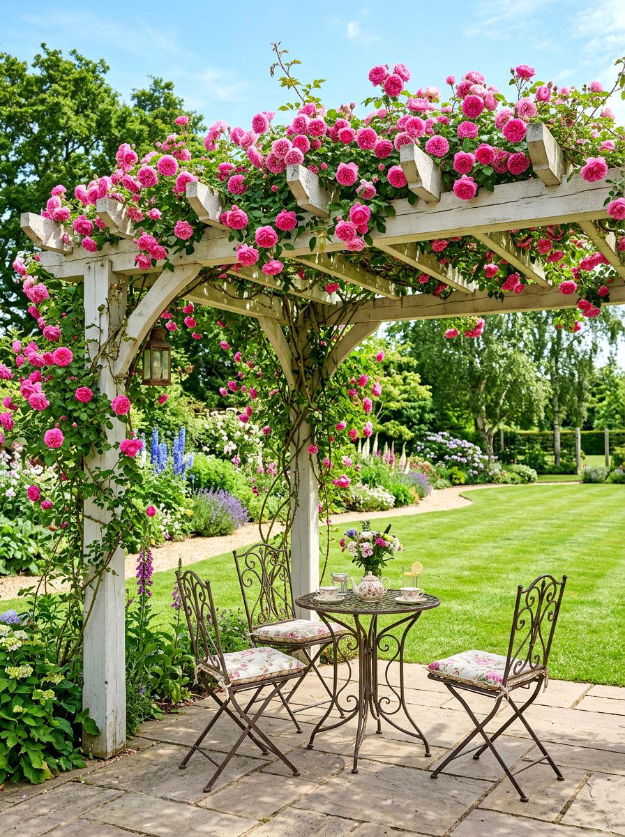 Pergola With Climbing Roses - 30 cozy pergola ideas