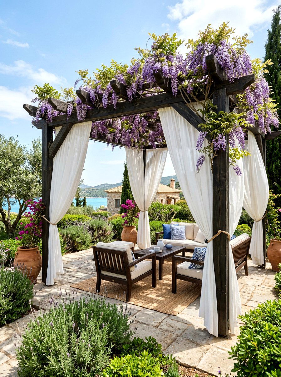 Pergola With Curtains - 30 hidden garden room backyard ideas