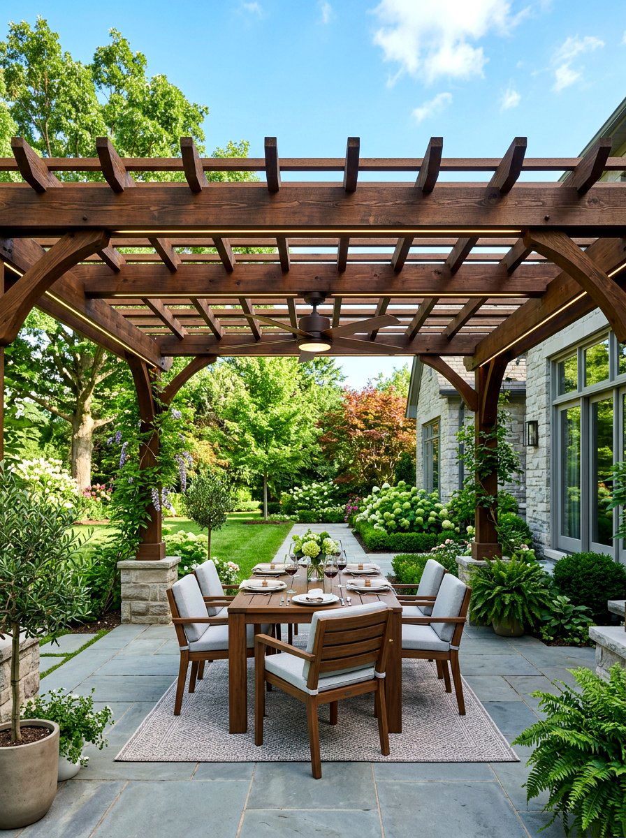 Pergola With Fan And Lights - 30 cozy pergola ideas