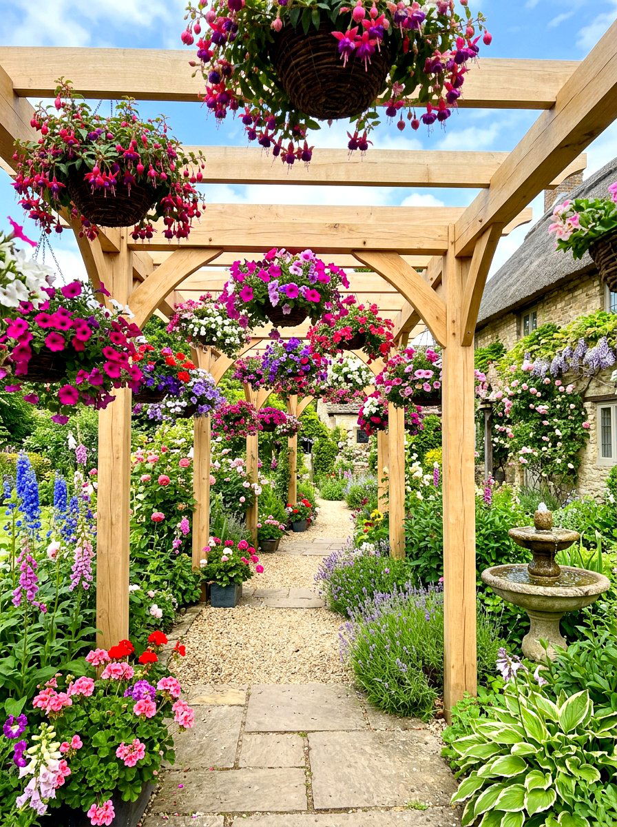 Pergola With Hanging Plants - 30 shaded backyard ideas