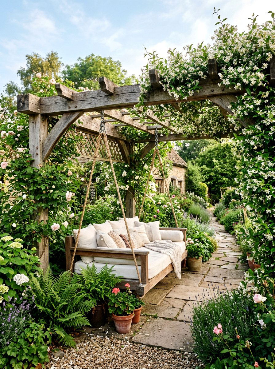 Pergola With Hanging Swing - 30 backyard pergola ideas