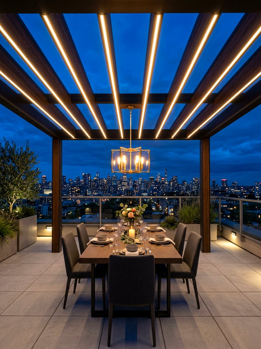 Pergola With Integrated Lighting - 30 backyard dining pergola ideas