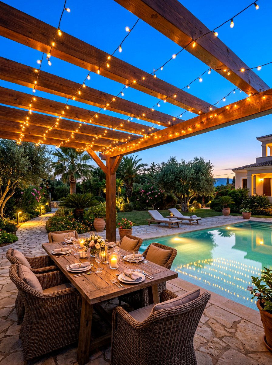 Pergola With Lighting - 30 poolside pergola ideas