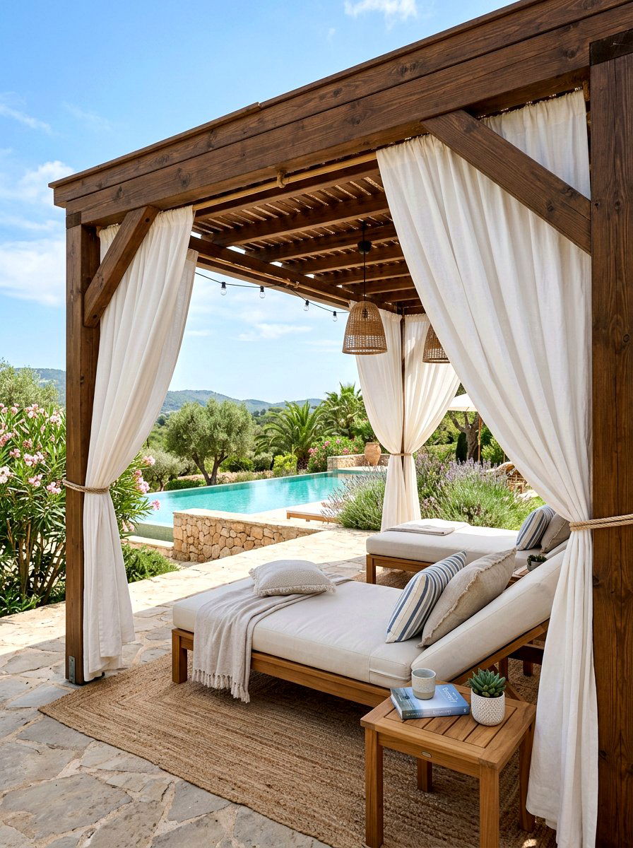 Pergola With Outdoor Curtains - 30 budget pergola ideas