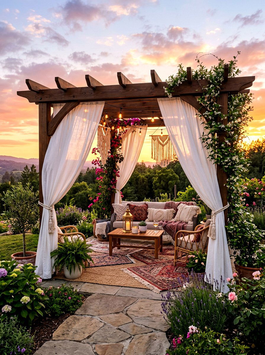 Pergola With Outdoor Curtains - 30 cozy pergola ideas