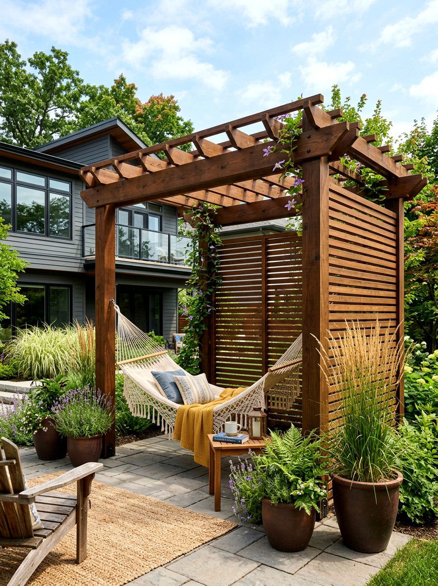 Pergola With Privacy Screen - 30 attached pergola ideas