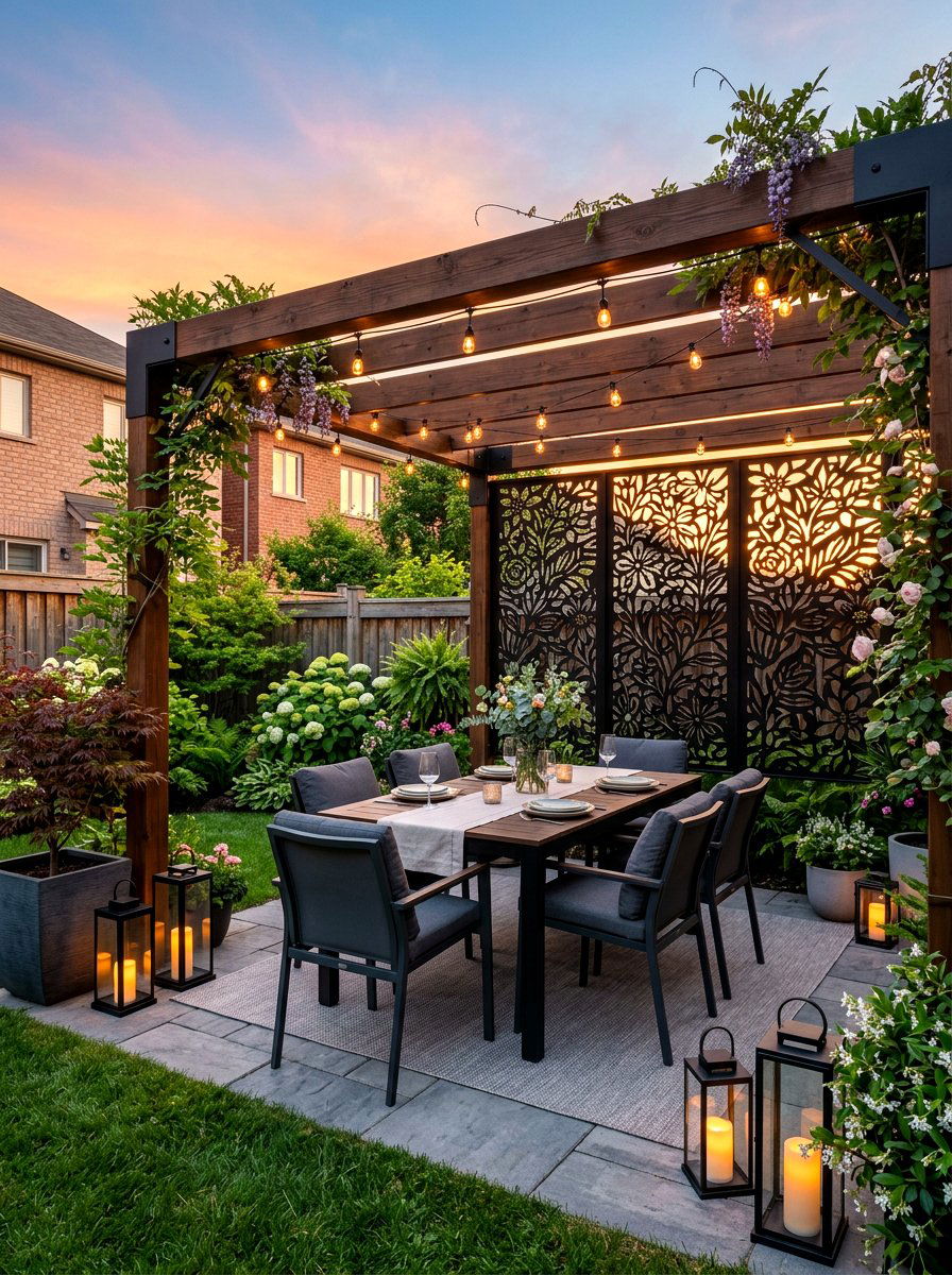 Pergola With Privacy Screens - 30 backyard dining pergola ideas