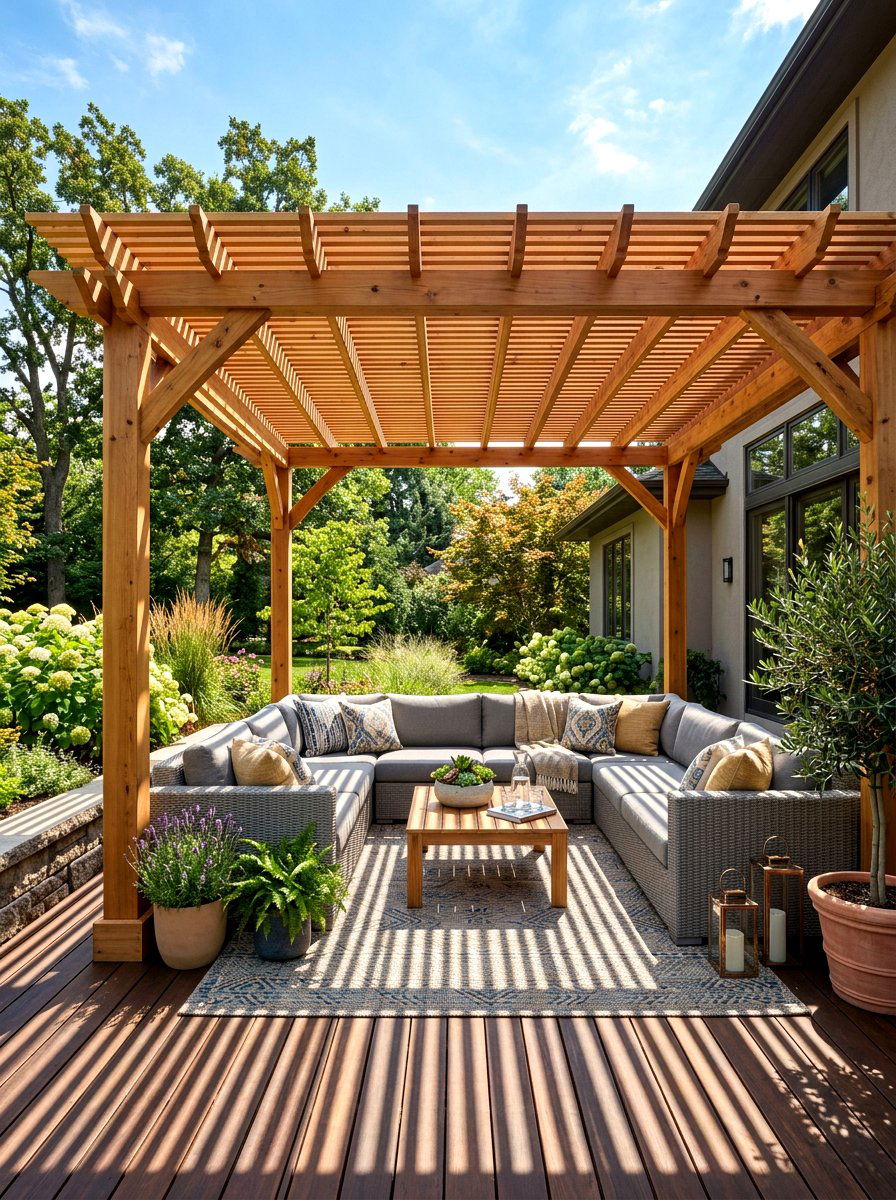 Pergola With Slats - 30 backyard privacy ideas