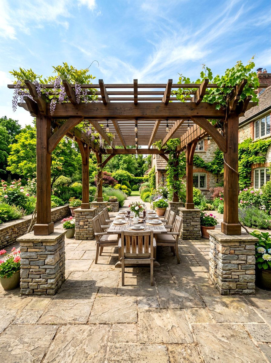 Pergola With Stone Base Pillars - 30 small pergola ideas