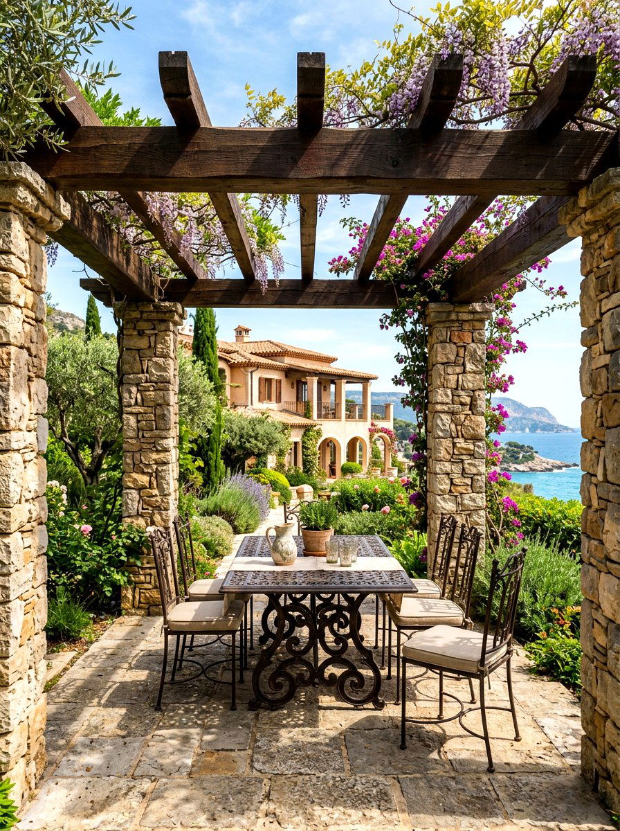 Pergola With Stone Pillars - 30 attached pergola ideas