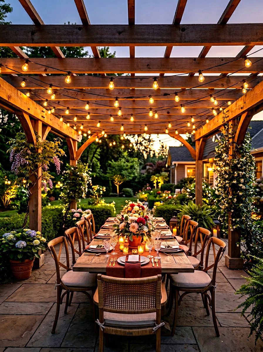 Pergola With String Lights - 30 budget pergola ideas