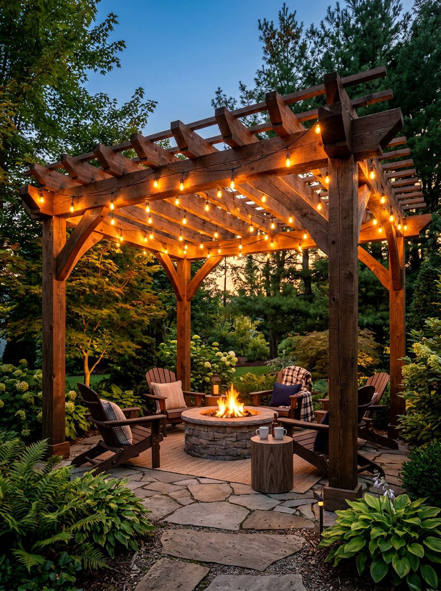Pergola With String Lights - 30 backyard pergola ideas