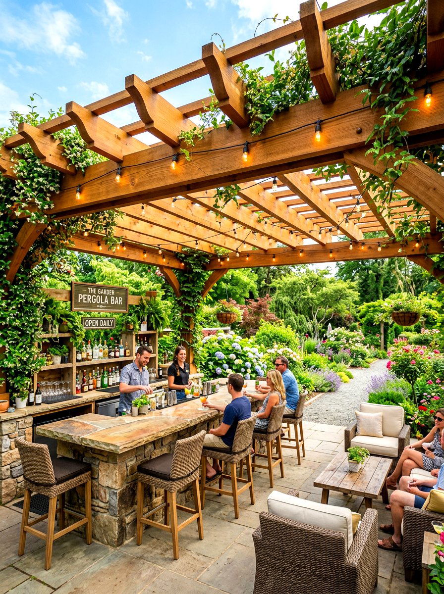 Pergola bar area - 30 backyard bar ideas