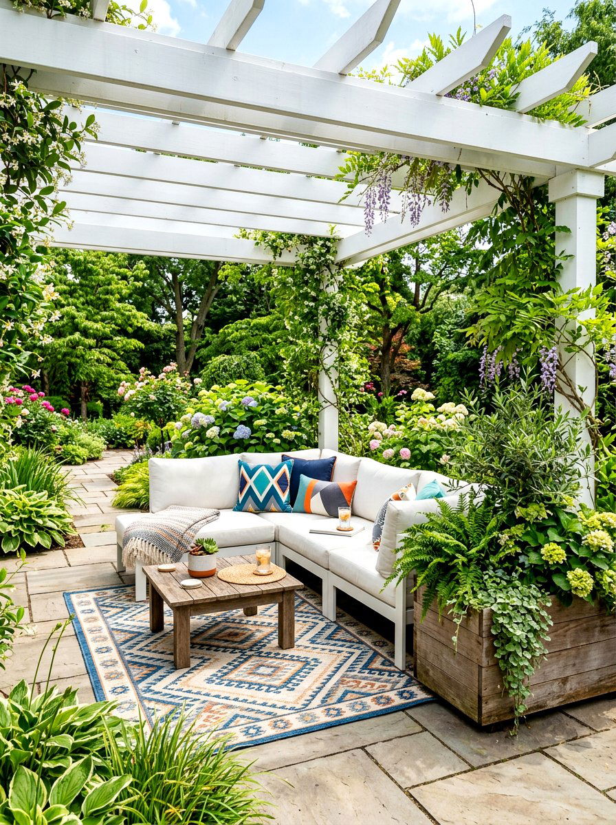 Pergola corner seating - 30 pergola seating ideas