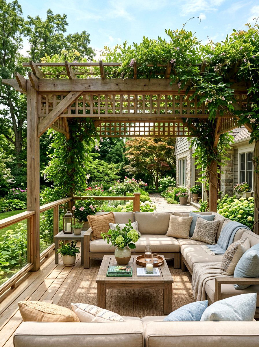 Pergola covered deck - 30 cozy deck ideas