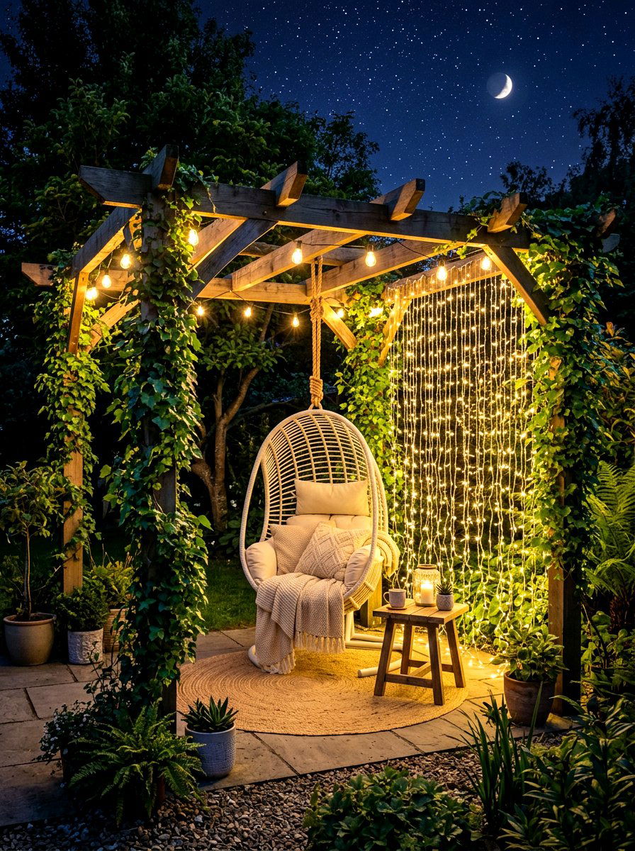 Pergola curtain lights - 30 pergola lighting ideas