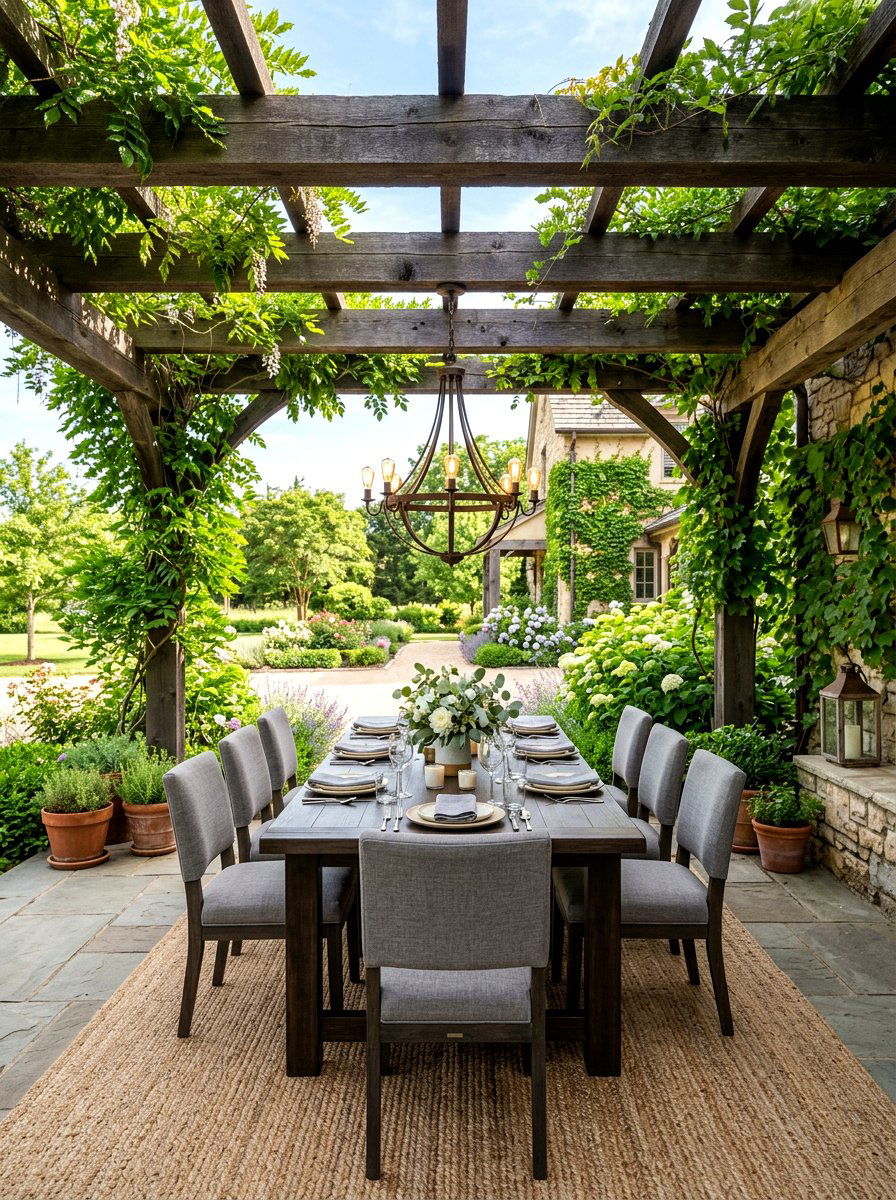 Pergola dining area - 30 backyard party ready ideas
