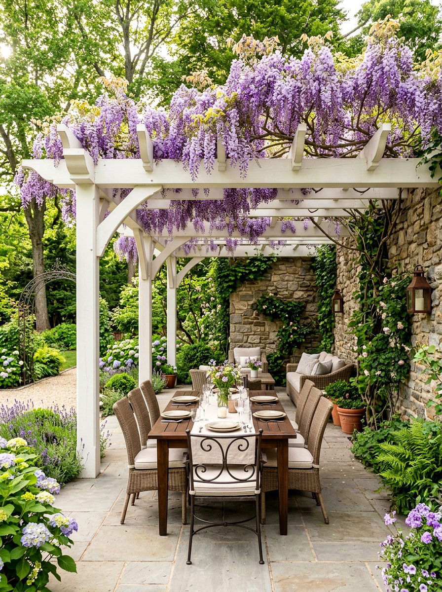 Pergola garden wall - 30 walled garden backyard ideas