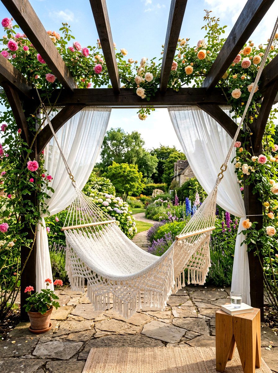 Pergola hammock hanging - 30 hammock patio ideas