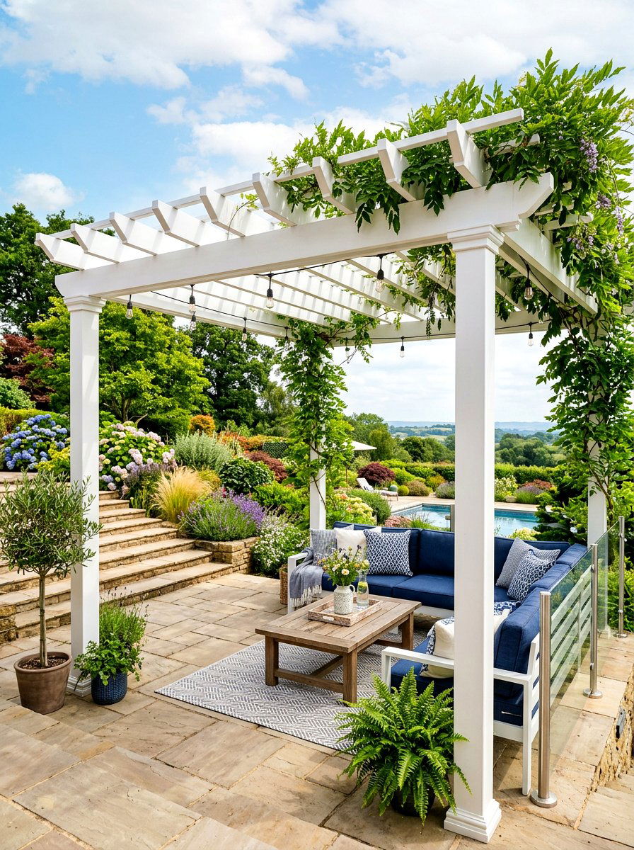 Pergola on top - 30 split level backyard ideas